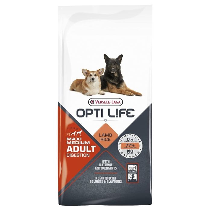 Versele-Laga Opti Life Adult Digestion Medium & Maxi Jagnjetina 12,5kg