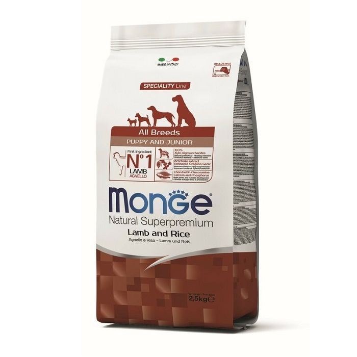 Monge All Breeds Puppy and Junior Jagnjetina i Pirinač 2,5kg