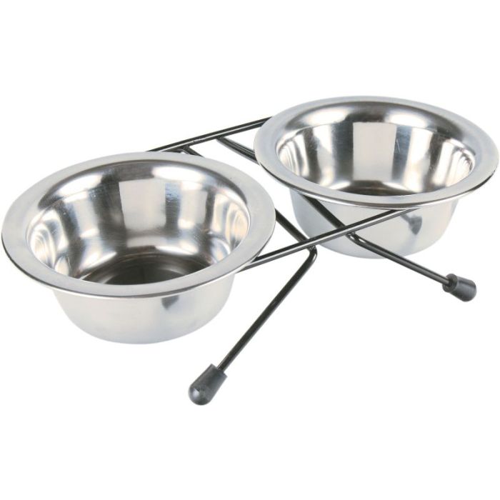 Trixie Set Činija od Nerđajućeg Čelika na Postolju 2x1,8L / R21cm / 44x9x23cm