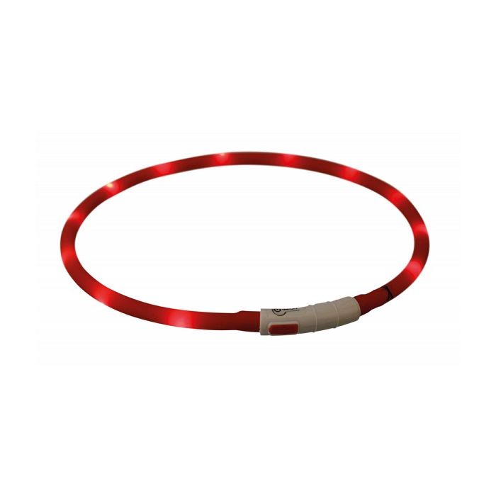 Trixie USB Flash Light Svetleća Ogrlica Crvena 70cm / 10mm