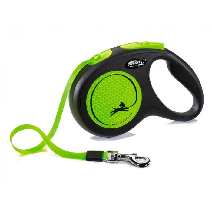 Flexi Povodac Neon M Traka Zeleni 5m