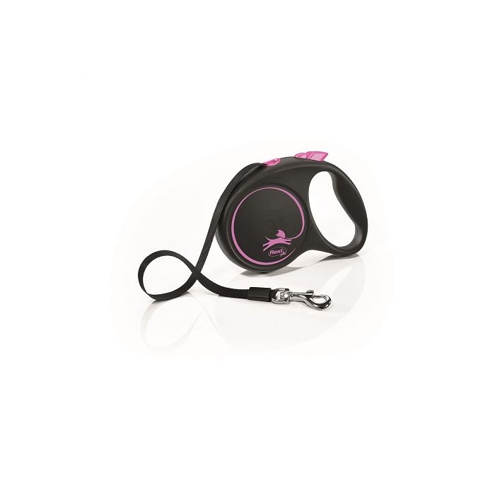 Flexi Povodac Black Design M Traka Rozi 5m