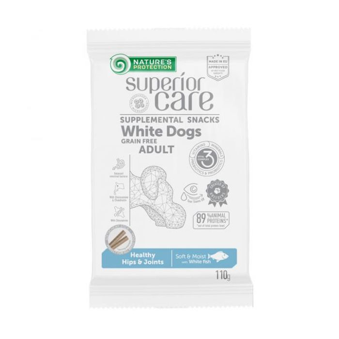 Nature's Protection White Dogs Grain Free Adult Healthy Hips & Joints Poslastica sa Belom Ribom  110g