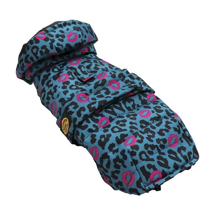 Fashion Dog Kišni Mantil Sa Odvojivom Kapuljačom Poljubac Print Plavi 30cm