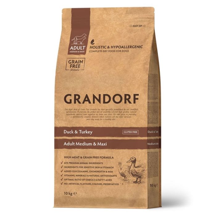 Grandorf Dog Adult Medium & Maxi Pačetina & Ćuretina 10kg