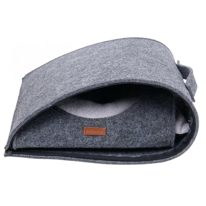 Amiplay Hygge Kućica za Mačke Quick Press 2u1 Siva 33x42x36cm