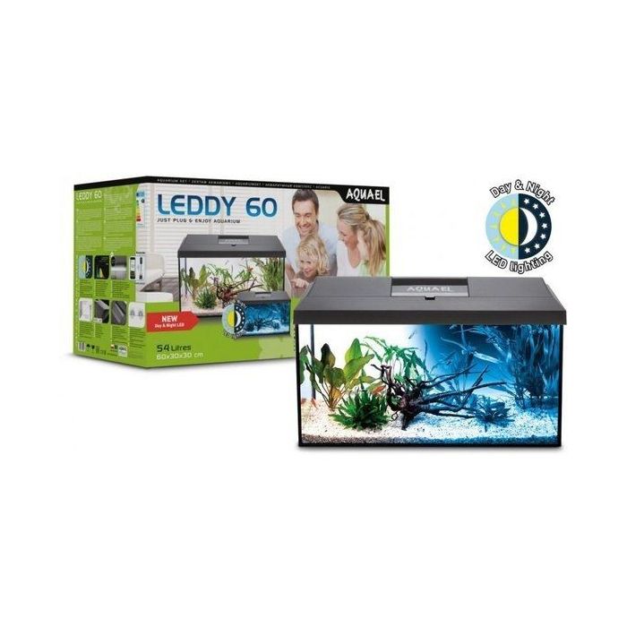 Aquael Akvarijum Set Leddy Plus 60 D&N 2.0 Crni 54L / 60x30x30cm