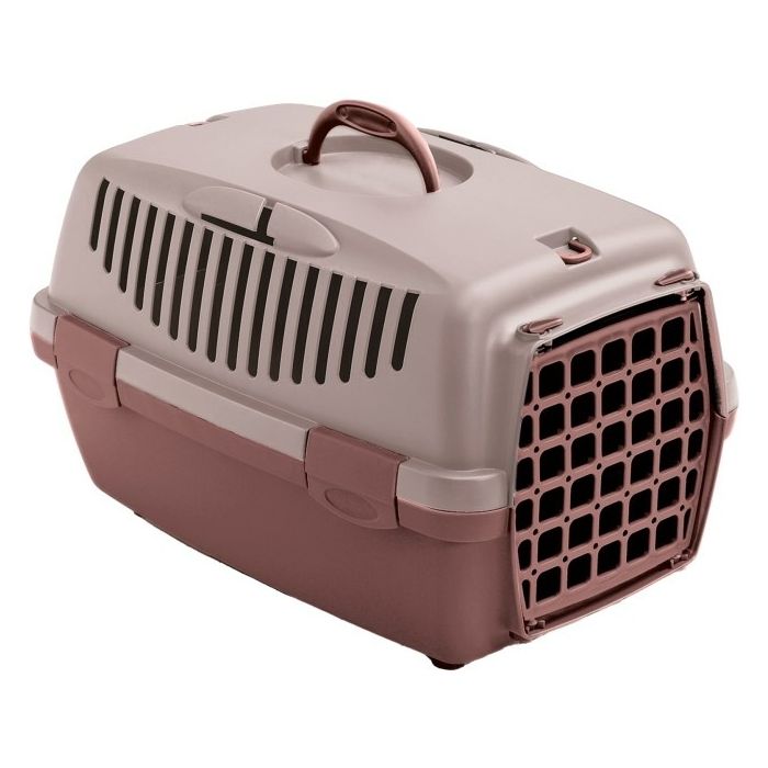 422092ros Zolux Gulliver 1 Transporter sa Plastičnim Vratima Braon / Roze 48x32x31cm