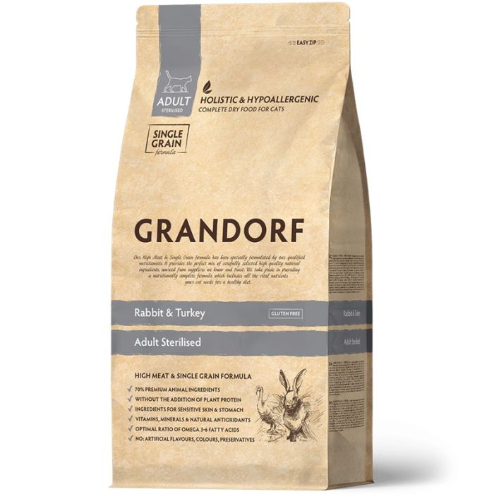 Grandorf Cat Adult Sterilized Zečetina & Ćuretina 8kg