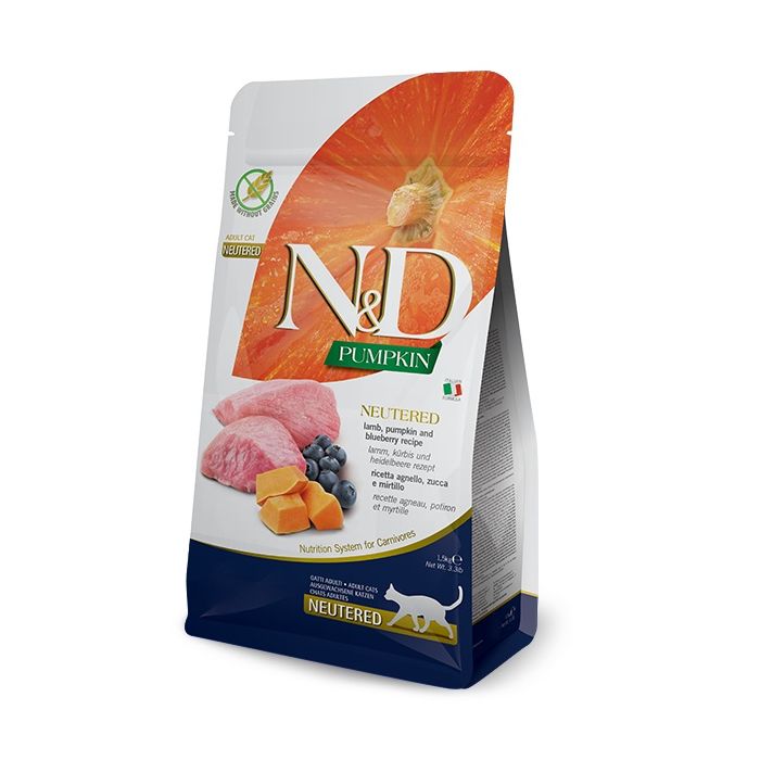 N&D Pumpkin Neutered Cat Lamb & Blueberry 1,5kg