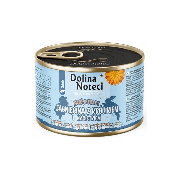 Dolina Noteci Superfood Cat Adult Pate & Fillet Jagnjetina sa Zečetinom i Nevenom 185g