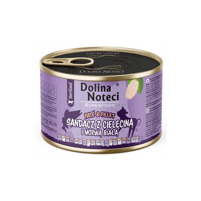 Dolina Noteci Superfood Cat Sterilised Pate & Fillet Smuđ sa Teletinom i Belim Dudom 185g