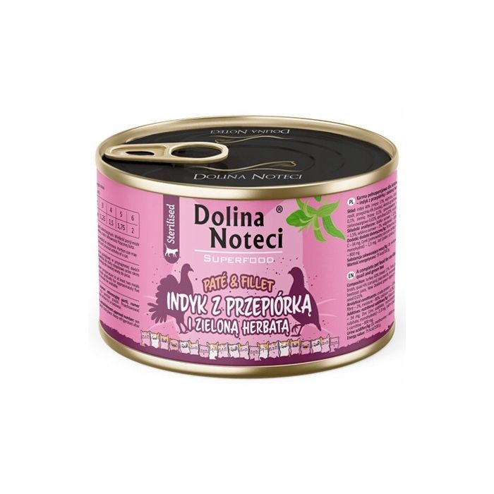 Dolina Noteci Superfood Cat Sterilised Pate & Fillet Ćuretina sa Prepelicom i Zelenim Čajem 185g