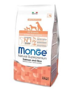 Monge All Breeds Puppy and Junior Losos i Pirinač 2,5kg