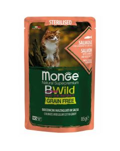 Monge Bwild Cat Sterilised Grain Free Sos Losos sa Račićima i Povrćem 85g