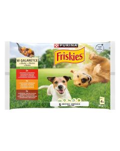 Friskies Dog Adult Komadići Mesa i Povrća u Želeu Multipack 4x85g