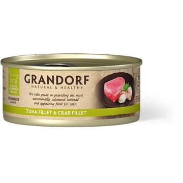 Grandorf Cat Grain Free Konzerva Fileti Tune & Kraba 70g