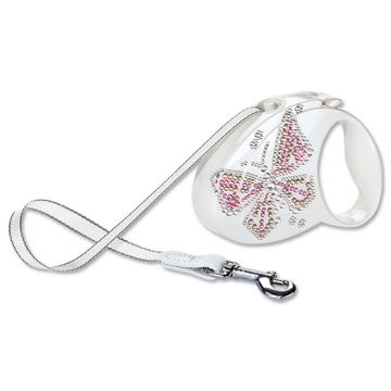 Flexi Povodac Glam Butterfly M Traka Beli 5m