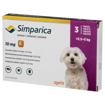 Simparica 10mg Tablete za Žvakanje Protiv Spoljnih Parazita za Pse 2,5-5kg 1kom.
