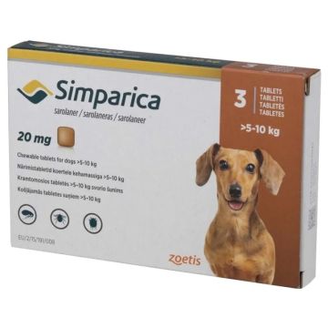 Simparica 20mg Tablete za Žvakanje Protiv Spoljnih Parazita za Pse 5-10kg 1kom.