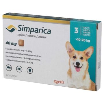 Simparica 40mg Tablete za Žvakanje Protiv Spoljnih Parazita za Pse 10-20kg 1kom.