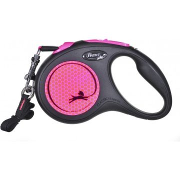 Flexi Povodac Neon S Traka Rozi 5m