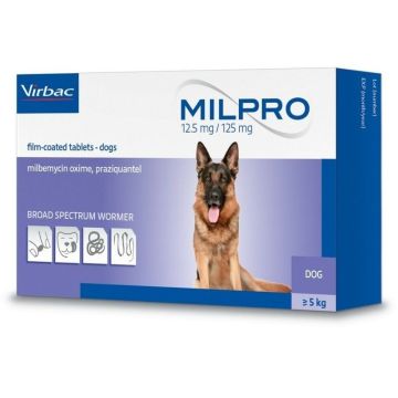 Virbac Milpro 12,5mg/125mg Tablete Protiv Unutrašnjih Parazita za Pse Preko 5kg