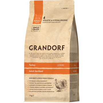 Grandorf Cat Adult Sterilised Ćuretina & Smeđi Pirinač 2kg