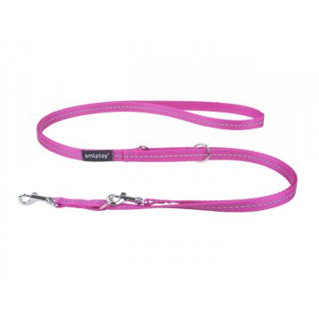 Amiplay Reflective Podesivi Povodac 6u1 M Pink 100-200cm x 1,5cm