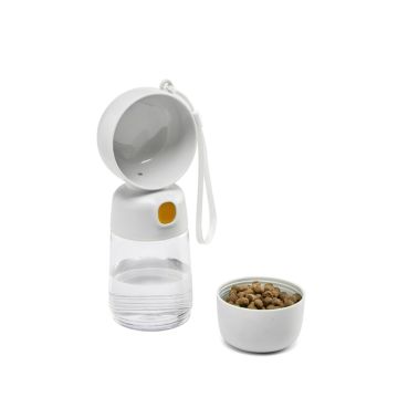 Leopet Flašica za Vodu i Hranu HappyTravel Bela 400ml / 200ml  25x9x8cm