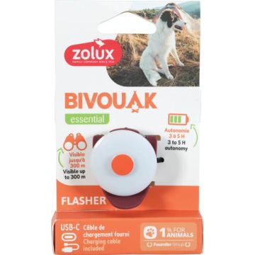 466800RGE Zolux Bivouak Svetleći USB Privezak za Ogrlicu Crveni