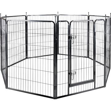 Flamingo Ograda za Pse Zecta Crna 205x80x100x13cm