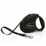 Flexi Povodac Leather M Traka Crni 5m