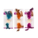 Flamingo Igračka za Mace Kirk Drvena Lopta sa Perjem 13x4cm
