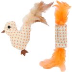 Flamingo Igračka za Mačke Valjak i Ptica Texa Narandžasta 2,3x12x9cm