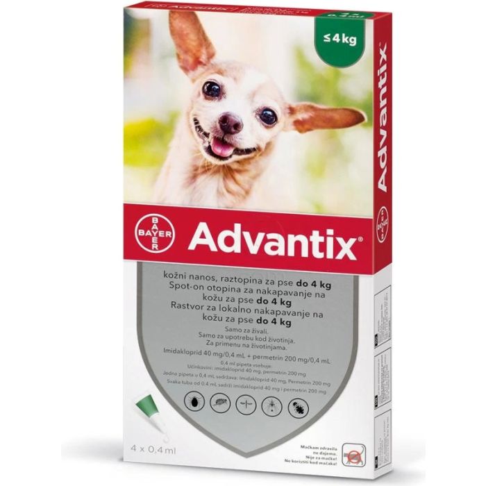 Advantix 40mg Spot-On Ampula za Male Pse do 4kg 0,4ml / 1kom.