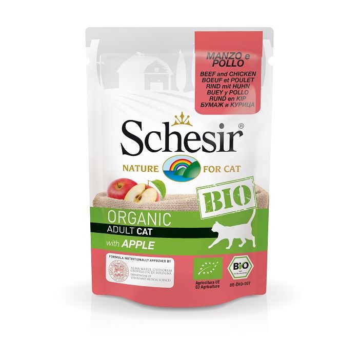 Schesir Bio Cat Organic Govedina i Piletina Sa Jabukom 85g