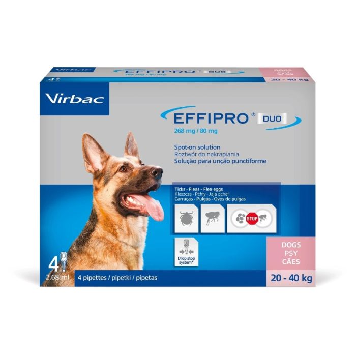 Virbac Effipro Duo 268mg/80mg Spot-On Ampule Protiv Spoljnih Parazita za Velike Pse 20-40kg 1kom.
