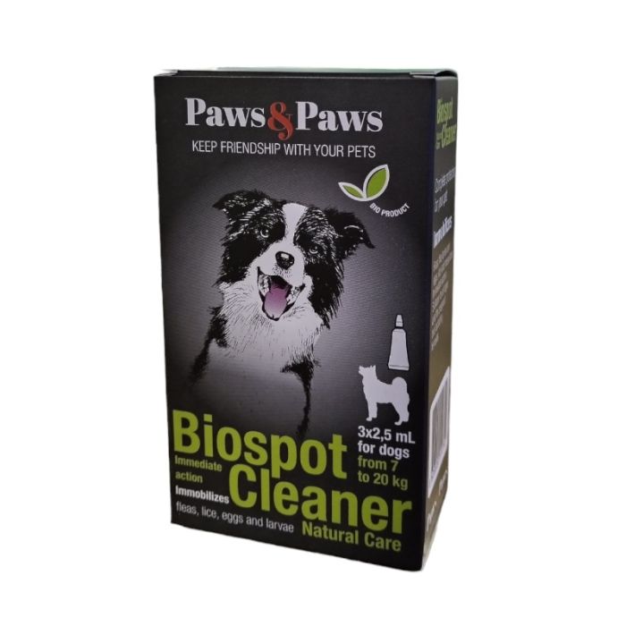 Paws&Paws Biospot Cleaner Spot-On Protiv Spoljnih Parazita za Pse 7-20kg 2,5ml / 1kom.