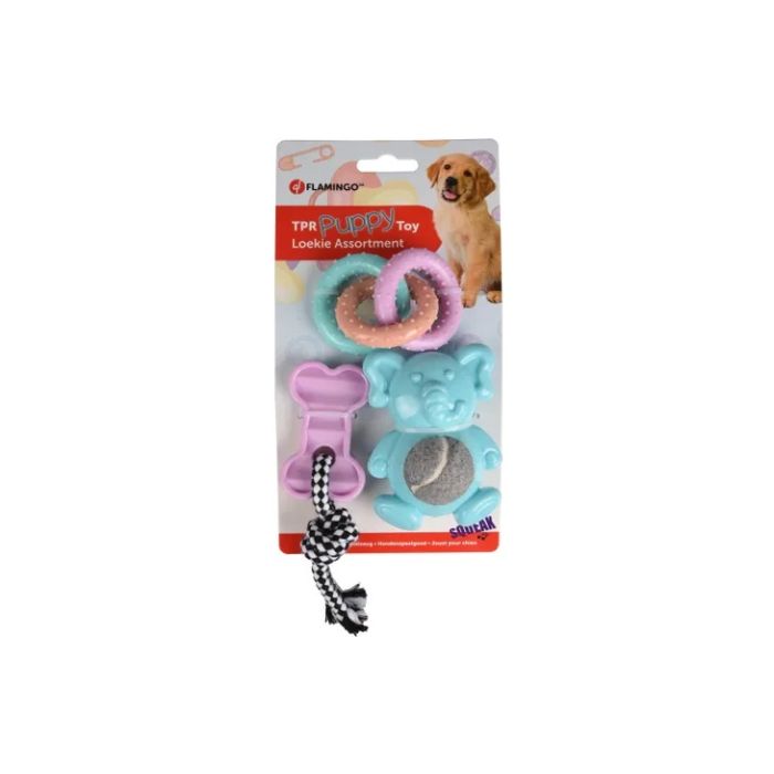 Flamingo Gumena Igračka za Štence Loekie Set  3 kom.
