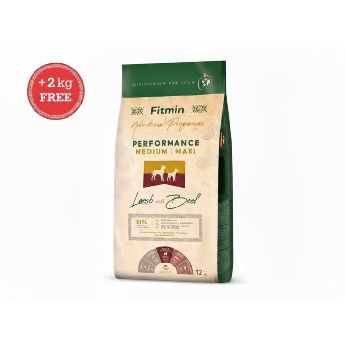 Fitmin Dog Nutritional Programme Performance Medium / Maxi Jagnjetina sa Govedinom 12+2kg