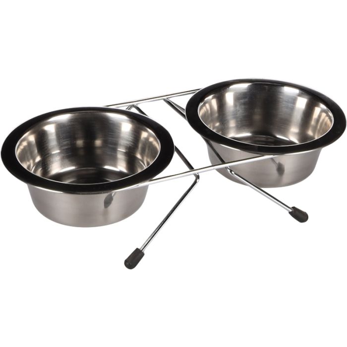 Flamingo Duo Činije za Hranu i Vodu od Nerđajućeg Čelika Arjun R16cm/ 2x800ml