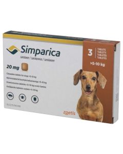 Simparica 20mg Tablete za Žvakanje Protiv Spoljnih Parazita za Pse 5-10kg 1kom.
