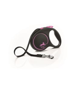 Flexi Povodac Black Design M Traka Rozi 5m