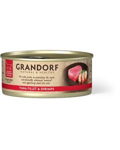 Grandorf Cat Grain Free Konzerva Fileti Tune & Škampi 70g