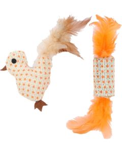 Flamingo Igračka za Mačke Valjak i Ptica Texa Narandžasta 2,3x12x9cm