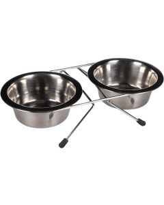Flamingo Duo Činije za Hranu i Vodu od Nerđajućeg Čelika Arjun R16cm/ 2x800ml