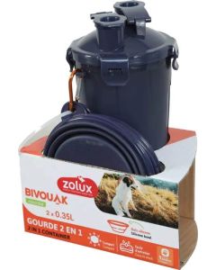 474240BLE Zolux Bivouak 2u1 Putna Posuda za Vodu i Hranu Plava 2x350ml