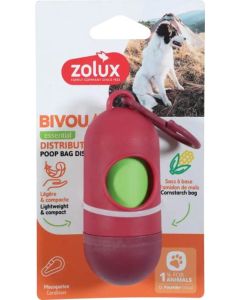 477037RGE Zolux Bivouak Dispenzer sa 15 Kesica za Izmet Crveni 14cm