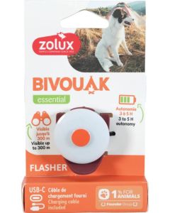 466800RGE Zolux Bivouak Svetleći USB Privezak za Ogrlicu Crveni